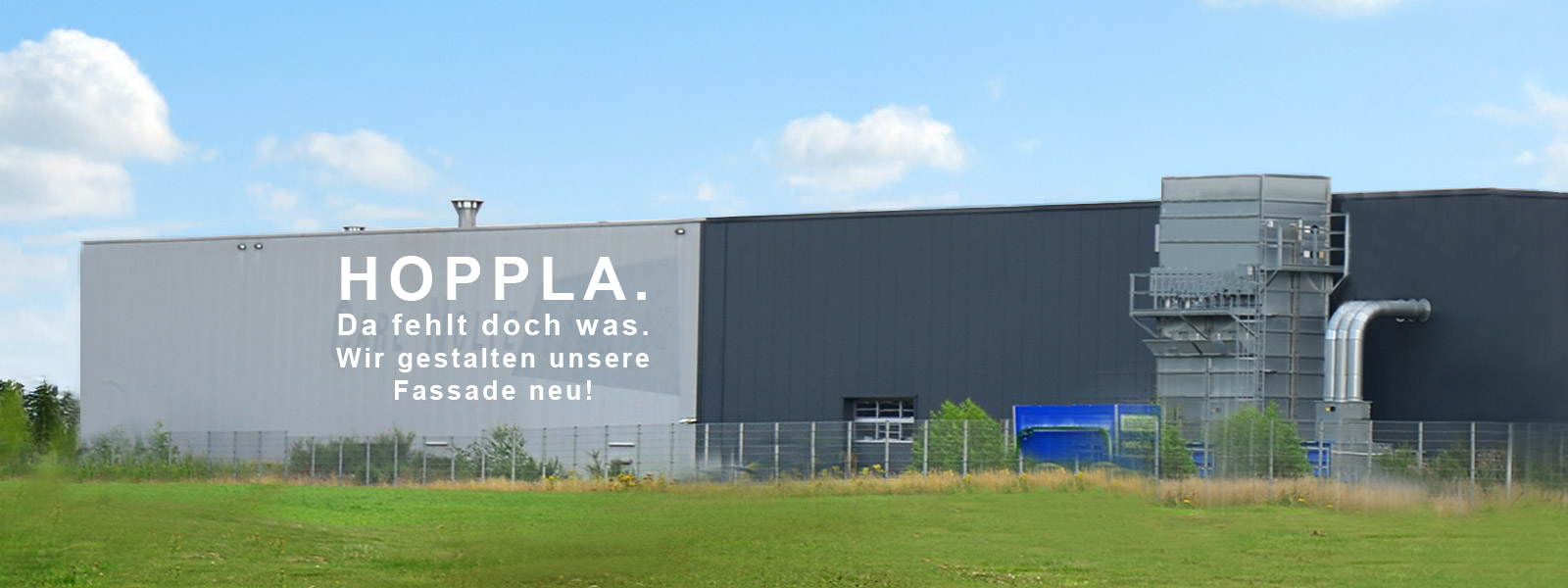 Gebäude der Carl Nolte Technik und noltewerk in Greven, versehen mit einem Texthinweis, dass die Fassade neu gestaltet wird. Gebäude der Carl Nolte Technik und noltewerk in Greven, versehen mit einem Texthinweis, dass die Fassade neu gestaltet wird.